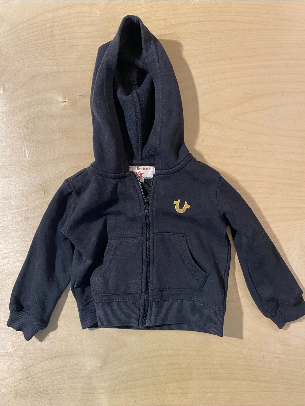 True Religion Kids Black Zip-Up Hoodie with Logo 12M (RW)